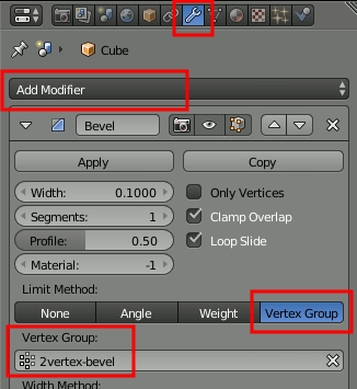 Bevel Modifier - Vertex Group